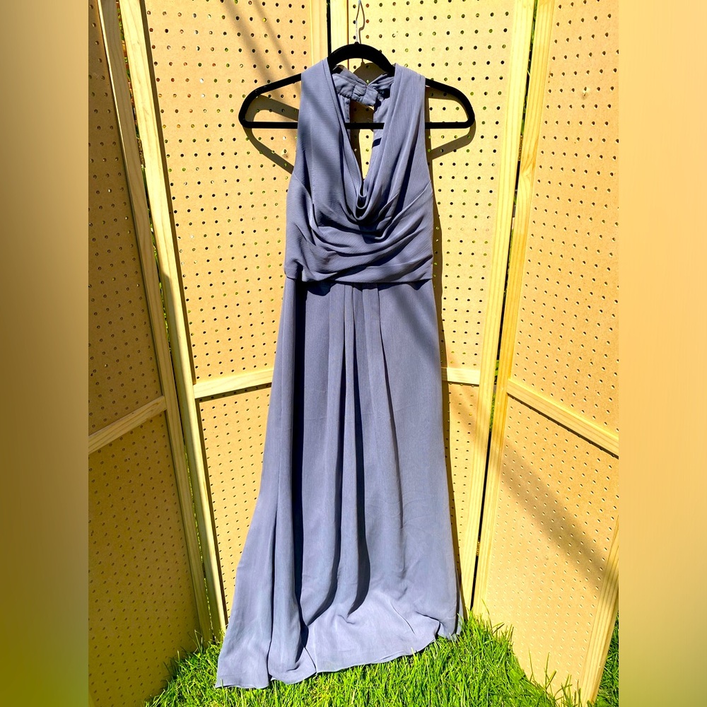 $5 SALE! — David’s Bridal full length slate gray bridesmaid gown Size small